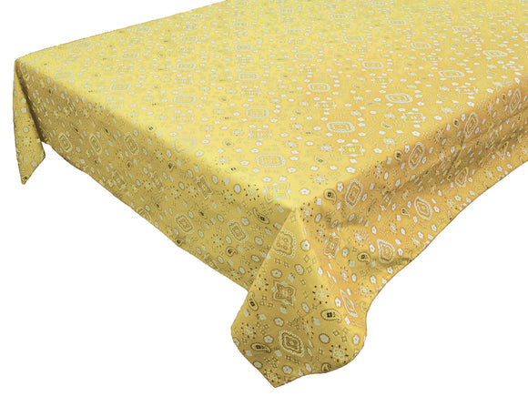 Cotton Tablecloth Floral Print Paisley Bandanna Yellow