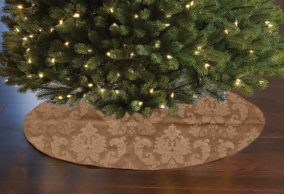 Velvet Embossed Damask Holiday Tree Skirt Christmas Decoration 56