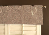 Flocked Damask Window Valance 58" Wide - Beige Beige