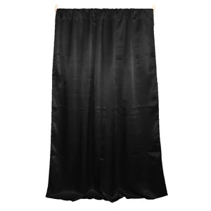 Shiny Satin Solid Single Curtain Panel Drapery 58 Inch Wide Black