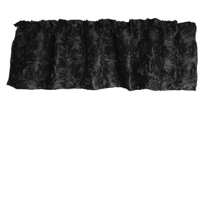 Rosette Floral Pop Up Flower Window Valance 54 Inch Wide Black