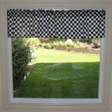 Cotton Window Valance Checkered Print 58" Wide Racecar 1 Inch Checkerboard Black and White