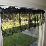 Floral Lace Window Valance 58 Inch Wide Black
