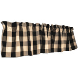 Poplin Buffalo Checkered Window Valance 58" Wide - Black and Beige