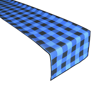 Poplin Table Runner Buffalo Gingham Checkered - Black and Blue