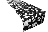 Cotton Print Table Runner Animal Cow Spots White on Black