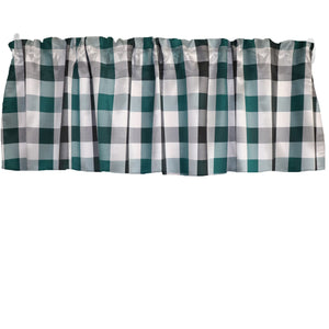 Poplin Buffalo Checkered Window Valance 58" Wide - Black Hunter Green and White