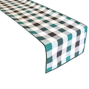 Poplin Table Runner Buffalo Gingham Checkered - Black Hunter Green and White