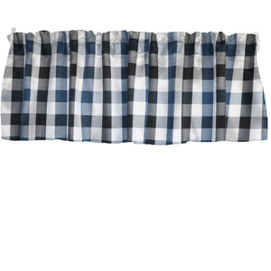 Poplin Buffalo Checkered Window Valance 58" Wide - Black Navy and White