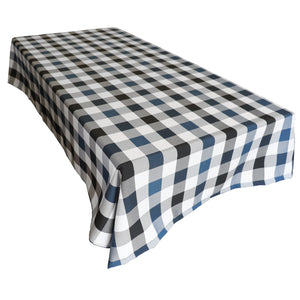 Polyester Poplin Gaberdine Durable Tablecloth Buffalo Checkered Plaid Black Navy and White