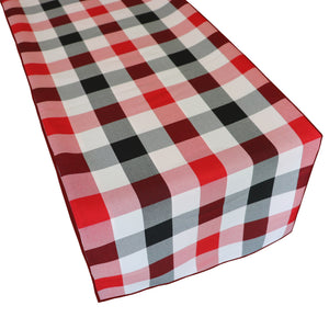 Poplin Table Runner Buffalo Gingham Checkered - Black Red and White
