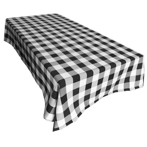 Polyester Poplin Gaberdine Durable Tablecloth Buffalo Checkered Plaid Black and White