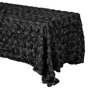 Satin Rosette 3D Pop-Up Floral Tablecloth Black