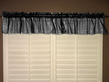 Silver Stars on Sheer Organza Tinted Window Valance 58" Wide - Black
