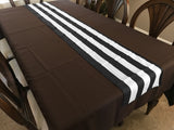 Cotton Print Table Runner 2 Inch Wide Stripes Black and White