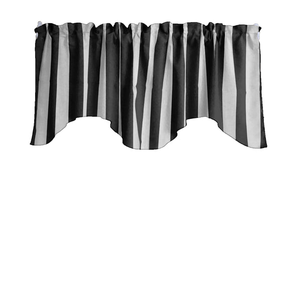 Scalloped Valance Cotton Print 2 Inch Wide Stripes 58
