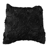Satin Rosette Decorative Throw Pillow/Sham Cushion Cover Black