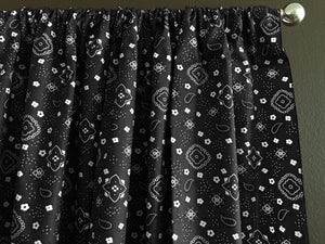 Cotton Curtain Floral Paisley Bandanna Print 58 Inch Wide Black