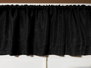 Faux Burlap Window Valance 58" Wide with Pleated Ruffles Black
