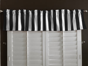 Cotton Window Valance Stripe Print 58 Inch Wide / 2 Inch Stripe Black and White