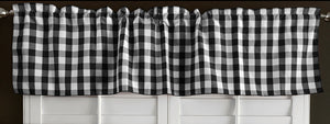 Poplin Gingham Checkered Window Valance 58" Wide - Black