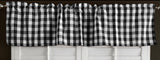Poplin Gingham Checkered Window Valance 58" Wide Black