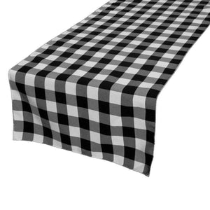 Cotton Print Table Runner Gingham Checkered - Black