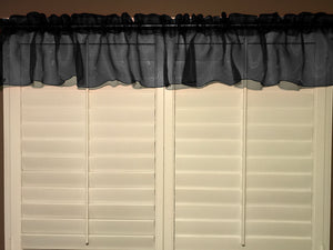 Sheer Organza Window Valance 58" Wide Solid Black
