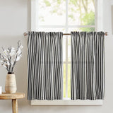 Cotton Half Inch Wide Stripes Print Café Tier Curtains Window Treatment Kitchen Home Décor