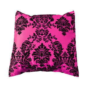 Flocked Damask Decorative Throw Pillow/Sham Cushion Cover Black on Fuchsia