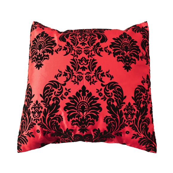 Flocked Damask Decorative Throw Pillow/Sham Cushion Cover Black on Red