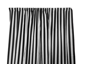 Cotton Curtain Stripe Print 58 Inch Wide / 1 Inch Stripe Black and White