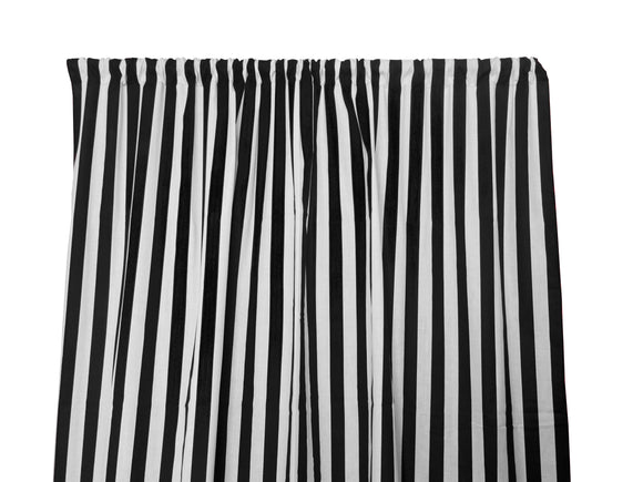 Cotton Curtain Stripe Print 58 Inch Wide / 1 Inch Stripe Black and White