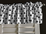 Cotton Window Valance Polka Dots Print 58 Inch Wide / Black on White