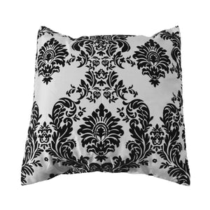 Flocked Damask Decorative Throw Pillow/Sham Cushion Cover Black on White