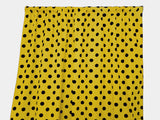 Cotton Curtain Polka Dots Print 58 Inch Wide / Black on Yellow