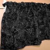 Rosette Floral Pop Up Flower Window Valance 54 Inch Wide Black