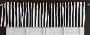 Cotton Window Valance Stripe Print 58 Inch Wide / 1 Inch Stripe Black and White