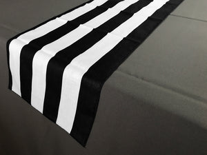 Satin Stripe Table Runner 2 Inch Wide Stripes Black and White