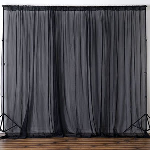 Sheer Chiffon Curtain Panel 58 Inch Wide Window Treatment Black