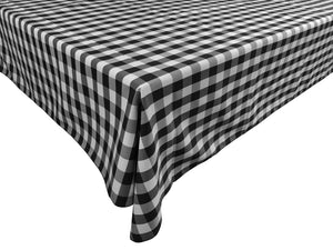 Polyester Poplin Gaberdine Durable Tablecloth Gingham Checkered Plaid Black