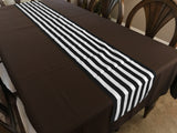 Cotton Print Table Runner 1 Inch Wide Stripes Black and White