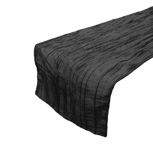 Crinkle Taffeta Crushed Style Decorative Table Runner Black