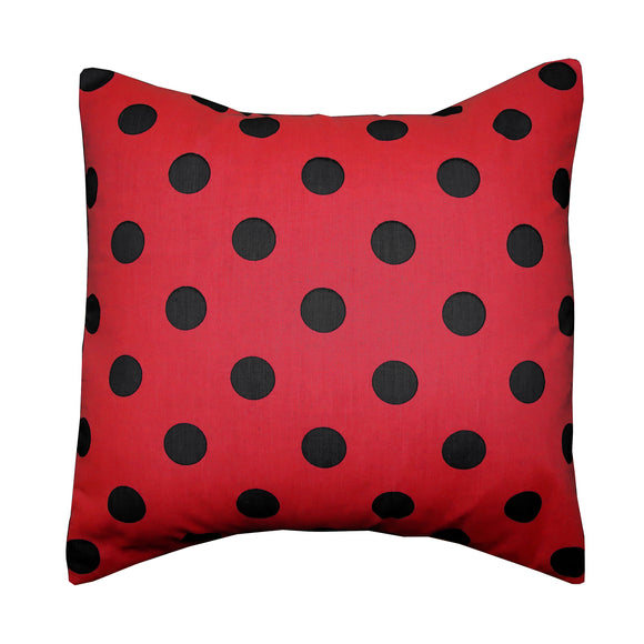 Cotton Polka Dots Decorative Throw Pillow/Sham Cushion Cover Black On Red