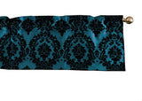 Flocked Damask Window Valance 58" Wide - Blue Teal