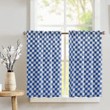 Cotton Racecar Checkerboard Print Café Tier Curtains Window Treatment Kitchen Home Décor