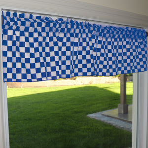 Cotton Window Valance Checkered Print 58" Wide Racecar 1 Inch Checkerboard Blue