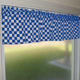 Cotton Window Valance Checkered Print 58" Wide Racecar 1 Inch Checkerboard - Blue