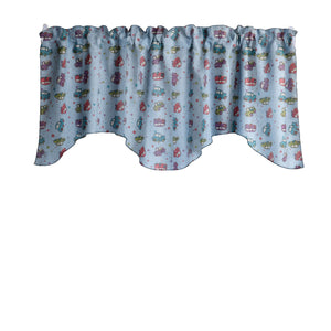 Scalloped Valance Cotton Cars and Trucks Print 58" Wide / 20" Tall