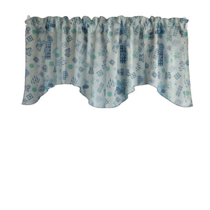 Scalloped Valance Cotton Floral Quilted Flowers Hearts and Butterfly Print 58" Wide / 20" Tall